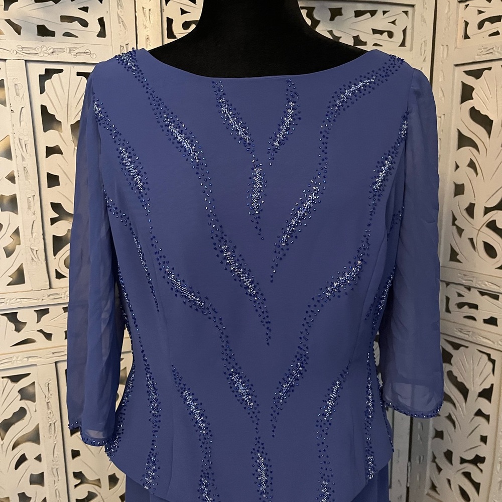 JADE BY JASMINE PRETTY PERIWINKLE BLUE WITH BEADING SHORT SLEEVE FORMAL DRESS - Picture 4 of 13